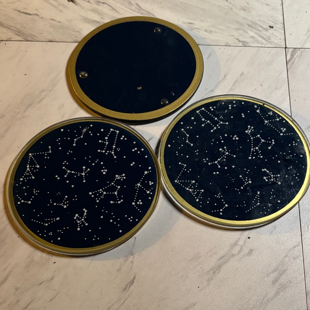 Gold and Black Constellation cup coasters